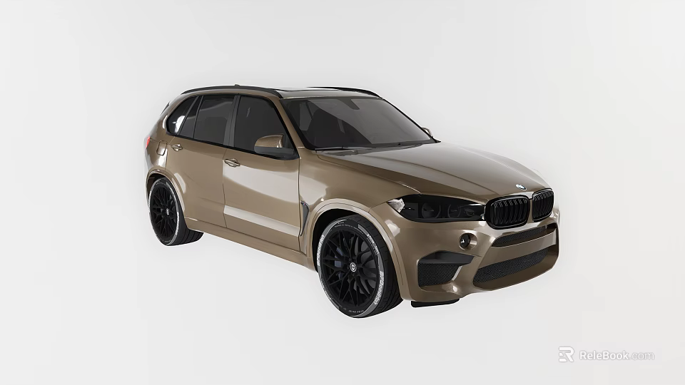 Golden BMW SUV With Sporty Exterior Design And Black Alloy Wheels 3d model 