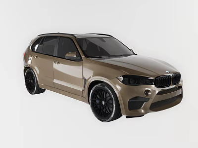 Golden BMW SUV With Sporty Exterior Design And Black Alloy Wheels 3d model