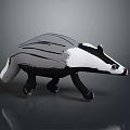 Handmade Gray And White Badger Figurine With Striped Back Walking Pose