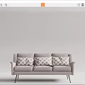 Modern three-seat sofa multiplayer sofa 3d model