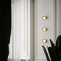 Four Round Illuminated Wall Lights With Modern Design On White Wall 3d model