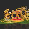 Suning Shopping Festival Emoji Themed Photo Check In Spot With Golden Interactive Installations And Heart Eyed Smiling Emojis