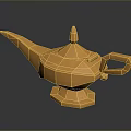 Orange Geometric Aladdin Lamp Combination With 3D Rendered Design Curved Spout And Stable Base