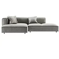 Gray Sectional Multi Person Sofa with Soft Upholstery and Decorative Pillows 3d model