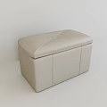 Beige Leather Storage Ottoman With Rectangular Shape And Padded Lid Design 3d model
