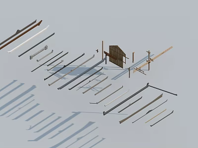 Building Exterior Wall Construction Components With Metal Frames And Support Structures 3d model