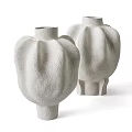 White Ceramic Vases With Textured Surface Modern Decorative Home Decor Pieces