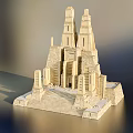 Ancient Style Architectural Model With Tall Towers Detailed Steps And Stone Like Structure 3d model