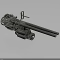 Twin Barrel Weapon With Metal Mount And Mechanical Structure Components 3d model