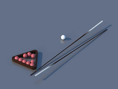Fun Leisure Recreation Equipment with Pool Cues Billiard Balls and Triangle Rack 3d model