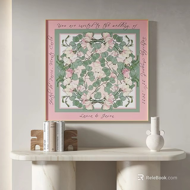 Floral Decorative Wall Art With Love Hope Text And Pink Border For Home Decor 3d model 