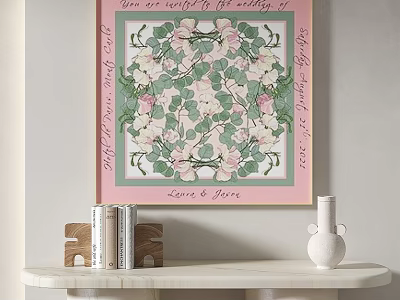 Floral Decorative Wall Art With Love Hope Text And Pink Border For Home Decor 3d model
