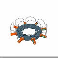 Industrial Hydraulic Equipment With Circular Structure And Multiple Orange Mechanical Components