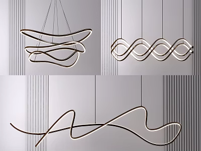 Modern Curved Chandelier Designs With Sleek Lines And Contemporary Lighting Styles 3d model