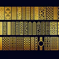 Golden Picture Frames With Laser Cut Hollow Patterns And Diverse Designs 3d model