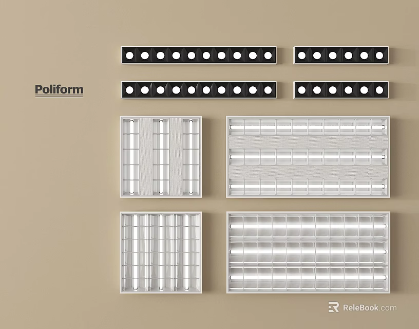 Grille Lights In Various Styles And Black White Color Options For Indoor Use 3d model 