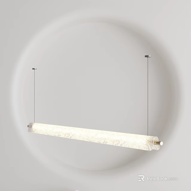 Modern Linear Pendant Light with Textured Light-colored Shade Suspended from Ceiling 3d model