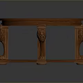 Classic Wooden Dining Table With Round Tabletop And Lion Head Carved Cross Legs