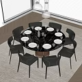 Modern round dining table and chair combination 3d model
