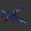 Blue Vintage Military Model Airplane With White Stars Stripes 1F Markings Propeller And Wheels