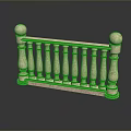 Scenic Garden Landscape Enhanced By Classical Stone Railing With Cylindrical Balusters 3d model