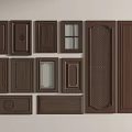 Wooden Door Panels with Various Decorative Styles Carved Details and Glass Inserts