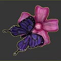 Colorful Purple Butterfly Decor on Pink Flower with Polka Dot Base