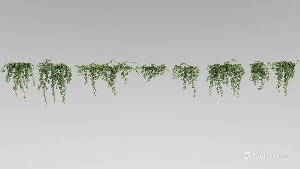 Lush Green Hanging Vines Arranged in Row for Decorative 3d model 