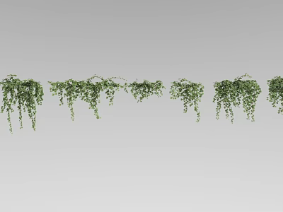 Lush Green Hanging Vines Arranged in Row for Decorative 3d model
