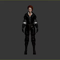 Red Haired Fantasy Game Movie Character In Black Outfit With Leather Details Gloves And Boots