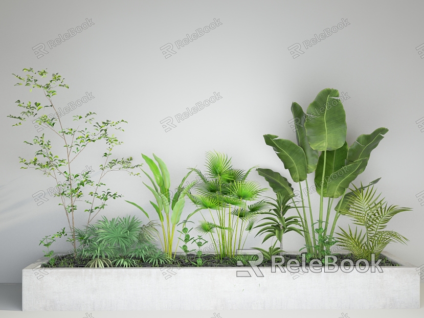 modern potted plant green plant flower bed model