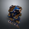 Futuristic Blue And Gold Armored Robot Character For Sci Fi Games And Movies