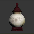 Transparent Glass Jar With Red Lid And Smooth Reflective Body On Base
