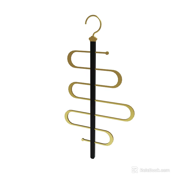Multi Tier Gold And Black Hook Rack For Home Organization And Storage 3d model 