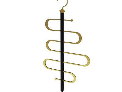 Multi Tier Gold And Black Hook Rack For Home Organization And Storage 3d model
