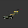Vintage Green Yellow Space Aerospace Model Aircraft With Shark Mouth Twin Wings And Floats