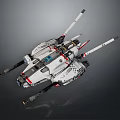 Futuristic Interstellar Spaceship Design With Advanced Multi Wing Structure And White Red Accents 3d model