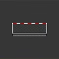 Soccer Goal With White Frame Red And White Striped Posts And Net 3d model