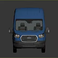 Blue Ford Van Modern Exterior Design With Sleek Body And Reflection On Dark Surface