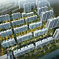 Aerial Planning of Neatly Arranged Residential Buildings With Green Belts and River