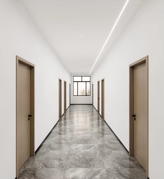 Office area aisle hall corridor 3d model