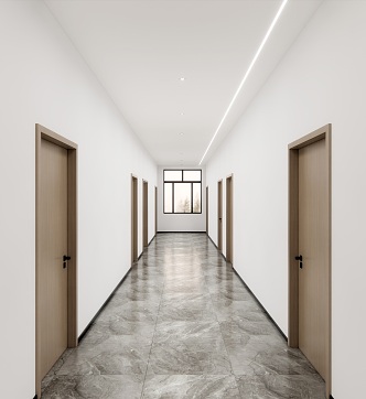 Office area aisle hall corridor 3d model