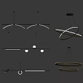 Stylish Modern Chandeliers Featuring Circular Rings Linear Structures And Metal Frames 3d model