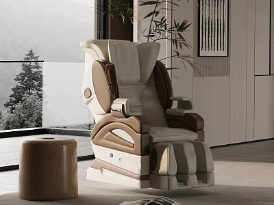 Comfortable Modern White Brown Leather Reclining Leisure Chair For Living Room Interior Design 3d model