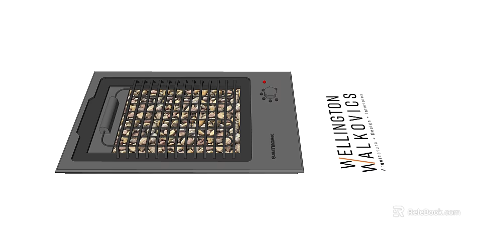 Wellington Walkways Electric Grill With Black Design Grill Grid And Control Knob 3d model 
