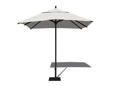 Outdoor Patio Umbrella with White Canopy Black Frame and Sturdy Square Base for Garden Shade 3d model