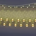 Hanging Decorative String Lights With Golden Spherical Bulbs For Home Decoration