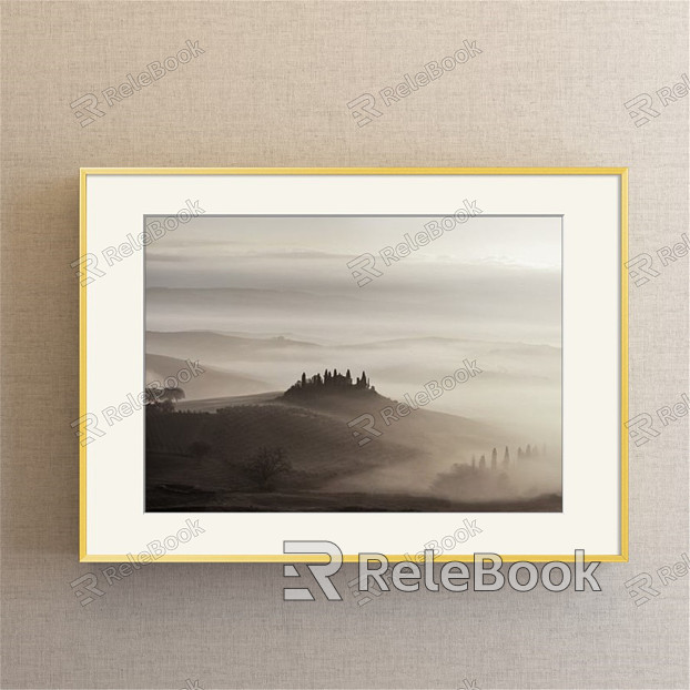 Modern Landscape Painting Simple Brown Study Jingshan Decorative Painting model