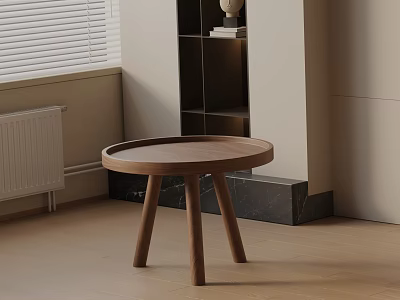 Modern Minimalist Round Wooden Side Table With Three Legs For Living Room 3d model