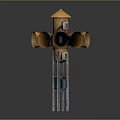 Yellow Alert Device With Multiple Horns Small Roof And Metal Stand Structure